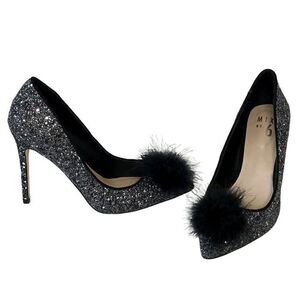 Mix No. 6 silver glitter party heels size 9
